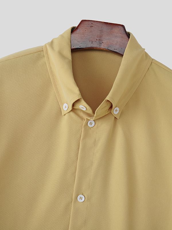 Men's Solid Color Drawstring Long Sleeve Shirt SKUL39794