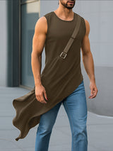 Men's Solid Color Asymmetrical Hem Casual Tank SKUL18926