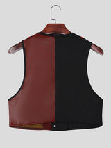 Men's Deconstructed Color Block Patchwork Waistcoat SKUL40298
