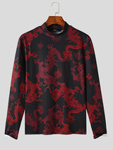 Mens Allover Dragon Print Long Sleeve T-Shirt SKUK26946