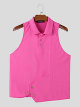 Mens Solid Color Button Color-Block Tank SKUK92785