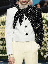 Men's Polka Dot Print Long Sleeve Blazer SKUL25786