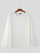 Mens Solid Textured Long Sleeve T-Shirt SKUL02425