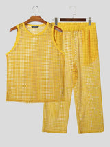 Men's Avant-Garde Geometric Hollow-Out Mesh Two Pieces Outfit SKUL58537