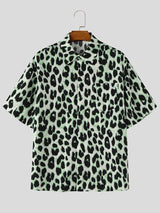 Men's Wild Retro Palette All-Over Leopard Print Short Sleeve Shirt SKUL72787