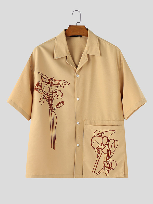 Mens Vacation Style Floral Print Short Sleeve Shirt SKUL06577