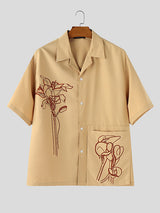 Mens Vacation Style Floral Print Short Sleeve Shirt SKUL06577