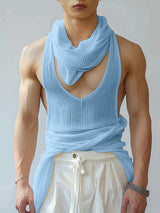 Mens Solid Color Knit Low Neck Tank SKUK64769