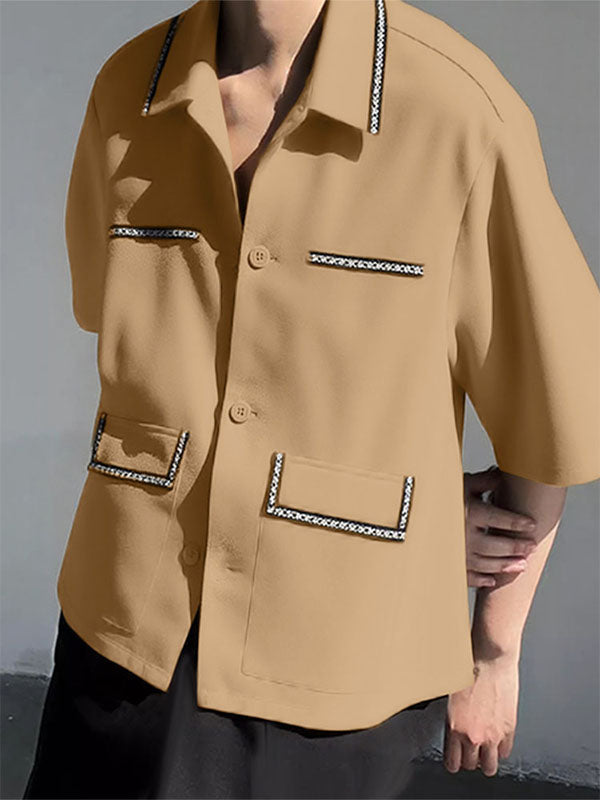 Men's Double Pocket Casual Short Sleeve Shirt SKUL22819