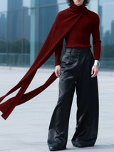 Men's Shawl Patchwork High Neck Long Sleeve Sweater SKUL29745