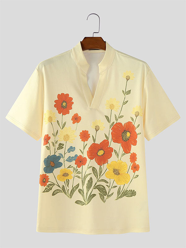 Men's Floral Print Short Sleeve Shirt SKUL15556