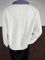 Men's Faux Two-Piece Plaid Long Sleeve Sweatshirt SKUL35129