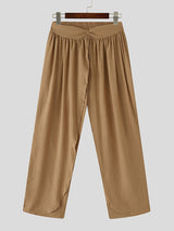 Mens Solid Color Ruched Textured Pant SKUL15169