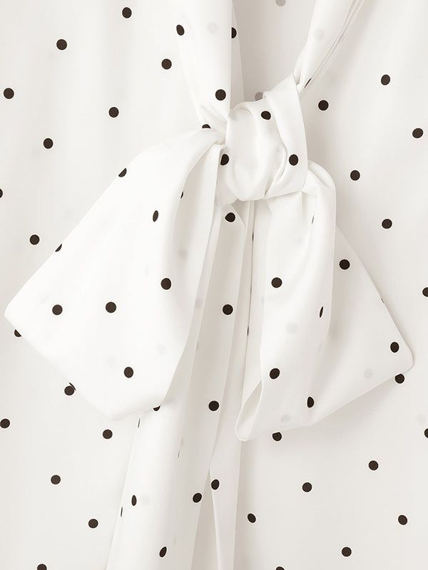 Mens Polka Dot Print Bow Long Sleeve Shirt SKUL01344