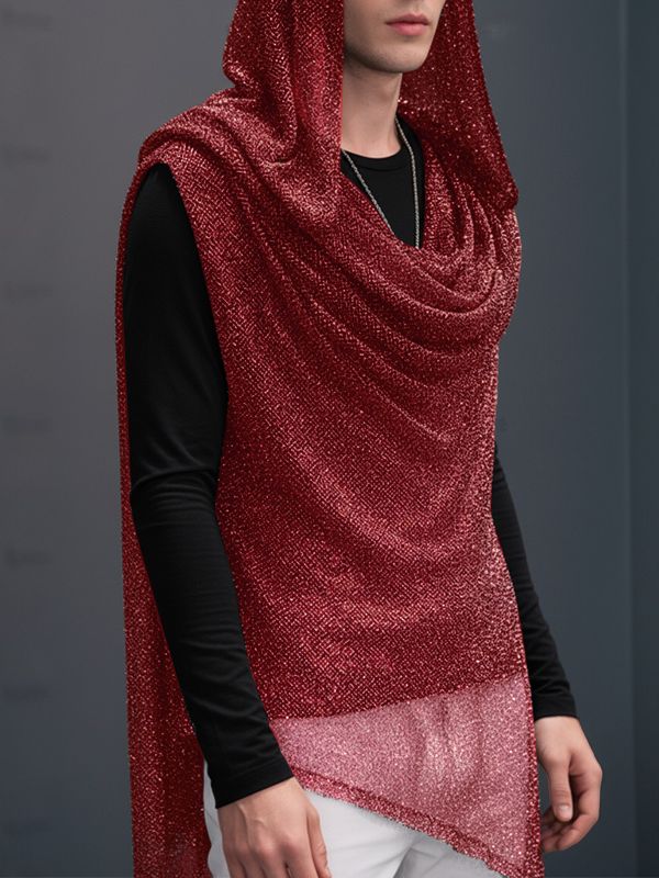 Men's Shimmer Sheer Cowl Neck Tank SKUL40328