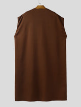 Men's Solid Color Ribbon Patchwork Casual Cloak SKUL37245