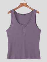 Mens Solid Color Knit Casual Tank SKUL18720