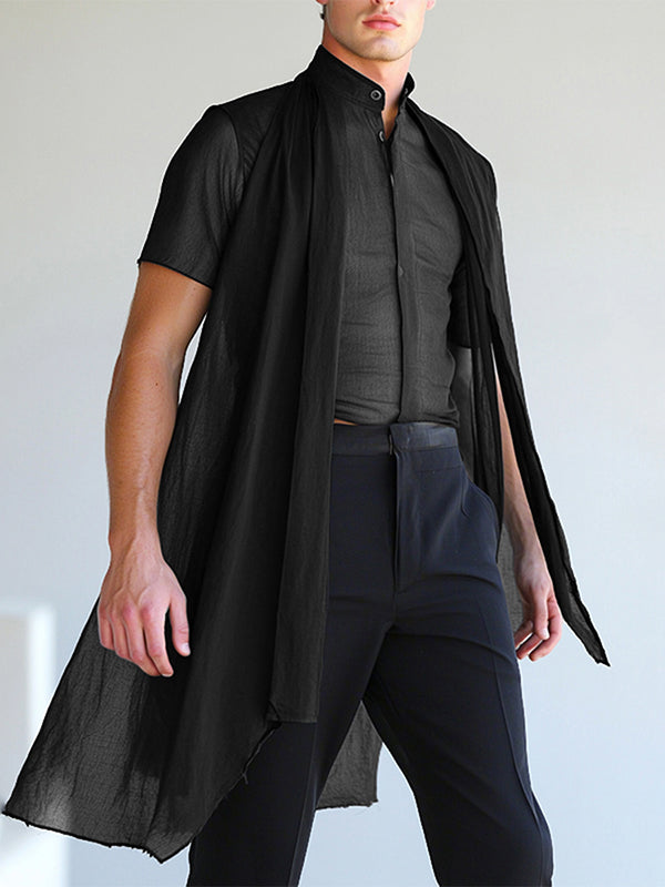 Mens Sheer Long Hem Short Sleeve Shirt SKUL05800