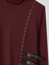 Men's Early Autumn High Street Eyelet Trim Rib-Knit Fitted Long Sleeve Roll Neck Sweater SKUL81071