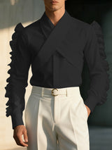 Men's Deconstructed Ruffle Long Sleeve Shirt SKUL42543