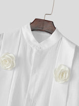 Mens Ruffled Stand Collar Sleeveless Shirt SKUL10613