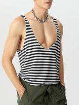 Mens Striped U-Neck Sleeveless Casual Vest SKUK63279