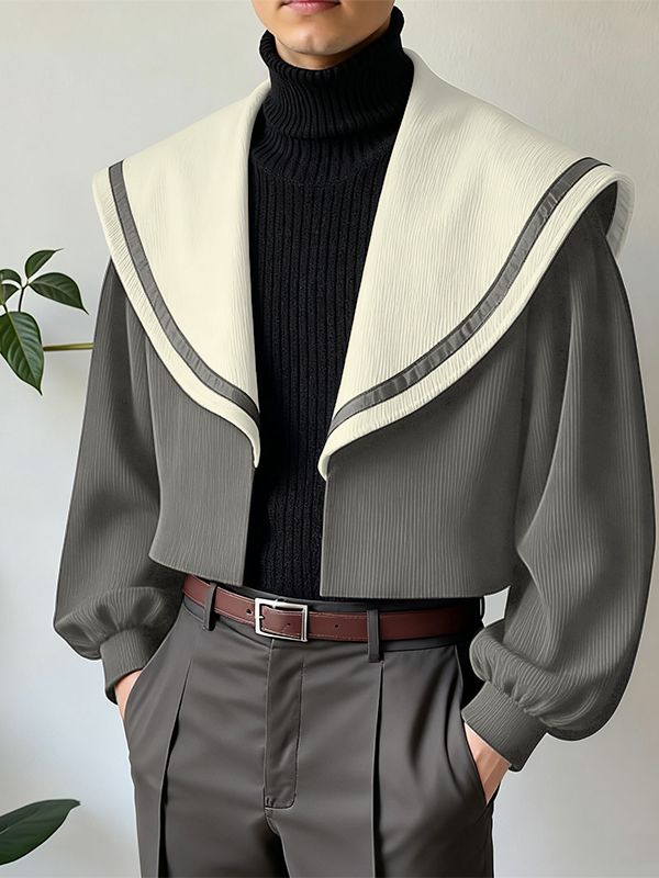 Men's Contrast Color Textured Long Sleeve Cardigan SKUL40309