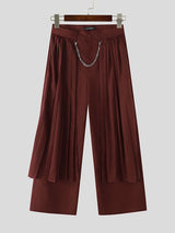 Men's Pleated Layered Chain Decor Wide Leg Pant SKUL35116
