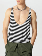 Mens Striped U-Neck Sleeveless Casual Vest SKUK63279