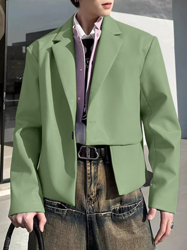 Mens Asymmetrical Hem Long Sleeve Blazer SKUK79205