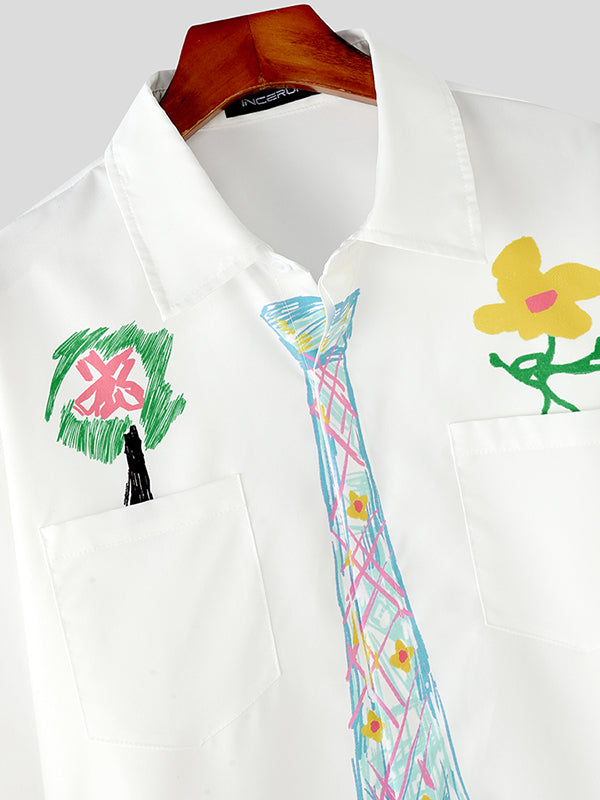 Mens Graffiti Print Long Sleeve Shirt SKUL07655