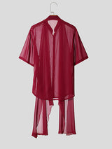 Mens Sheer Long Hem Short Sleeve Shirt SKUL05800