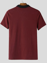 Men's Casual Textured Contrast Color Short Sleeve Shirt SKUL46318