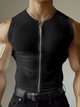 Mens Solid Textured Casual Tank SKUL01330