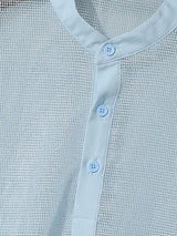 Men's Sheer Mesh Stand Collar Short Sleeve Shirt SKUL55516