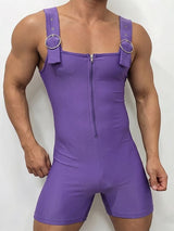 Men's Avant-Garde O-Ring Strap Front Zip Muscle Fit Romper Singlet Tank SKUL72631