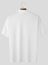 Mens Solid Color Half-Zip Short Sleeve Shirt SKUL02399