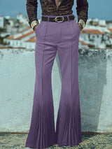 Men's Solid Color Pleated Flared Pant SKUL24742