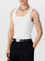 Mens Solid Square Collar Sleeveless Vest SKUK11850