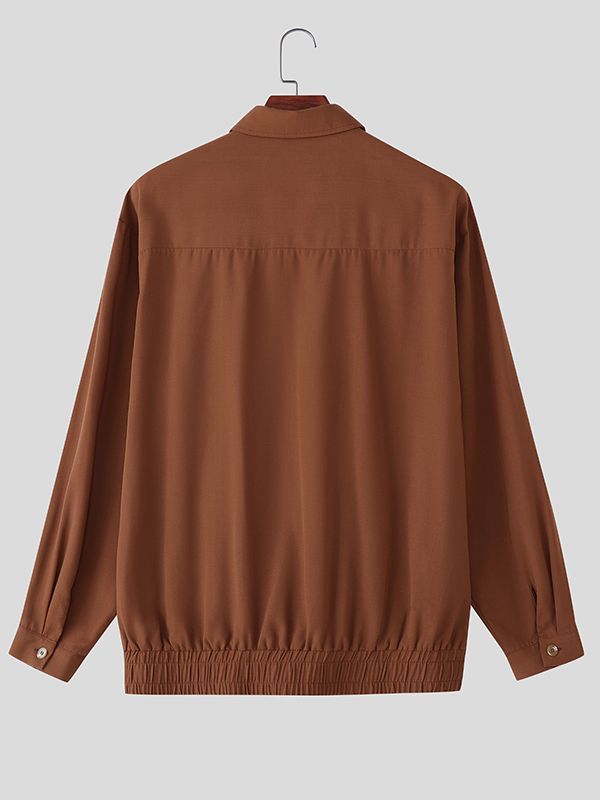 Men's Solid Color Casual Long Sleeve Jacket SKUL36622