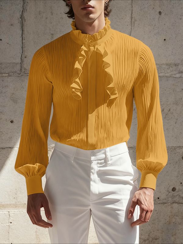 Men's Ruffle Textured Long Sleeve Shirt SKUL42557