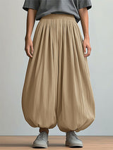 Mens Solid Color Textured Loose Casual Pant SKUL15502