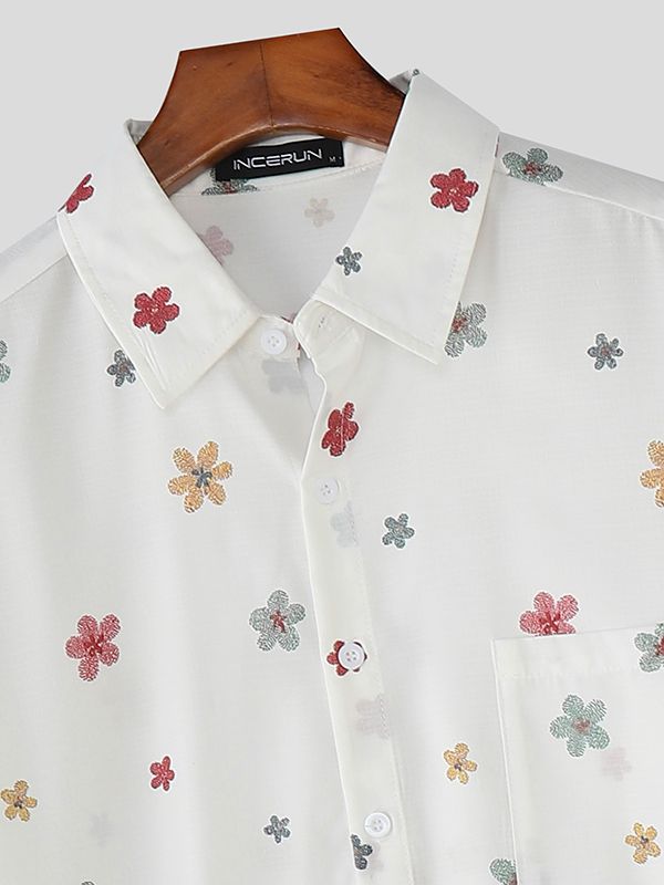 Men's Floral Print Long Sleeve Shirt SKUL34182