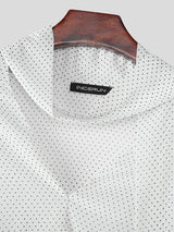Men's Polka Dot Print Ribbon Long Sleeve Shirt SKUL35278
