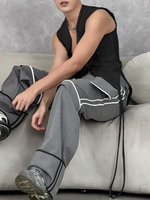 Men's Plain Tie Detail Casual Waistcoat SKUL21105