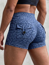 Men's High Street Gym Cargo Leopard Print Butt Lifting Short SKUL75672