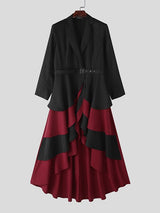 Men's Irregular Pleated Layered Hem Long Sleeve Blazer SKUL35326