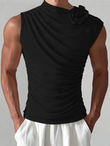 Men's 3D Floral Patchwork Pleated Knit Tank SKUL48644