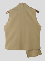 Mens Asymmetrical Cut-Out Mock Neck Sleeveless Tank SKUL05314