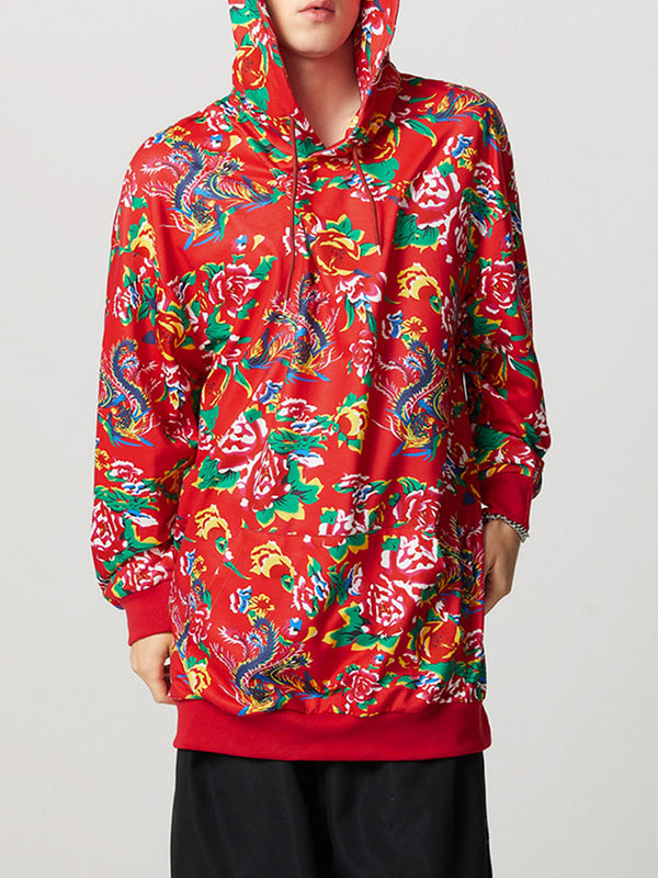 Mens Ethnic Floral Print Long-Sleeve Sweatshirt SKUK88138